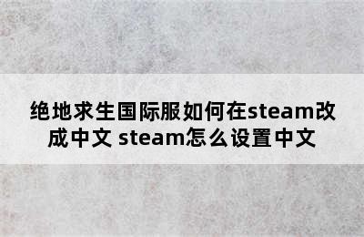 绝地求生国际服如何在steam改成中文 steam怎么设置中文